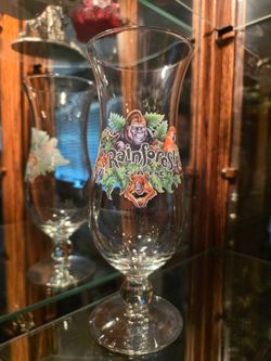 Vintage Rainforest Cafe California Souvenir Hurricane Glass - Collectible Barware