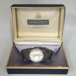 Vintage Gruen Precision Men's wrist watch Date 12 o'clock w/Original Box 
