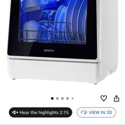 NOVETE Portable Countertop Dishwashers, Compact Dishwashers with 5L Built-in Water Tank & Inlet Hose, 5 Washing Programs, Baby Care, Air-Dry Function 