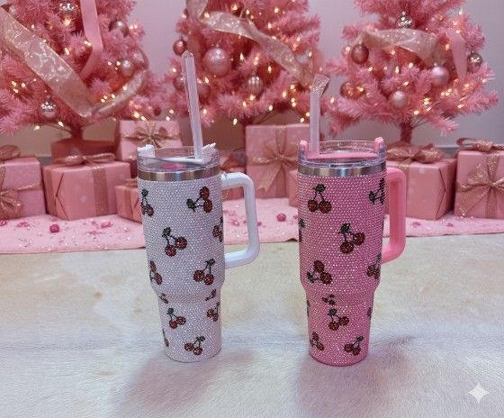 40 Oz Bling Cup Cold And Hot Cherries