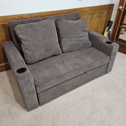 Brand New Sofa Pull Out Bed, Cup Holder & USB Dark Brown Fabric $498