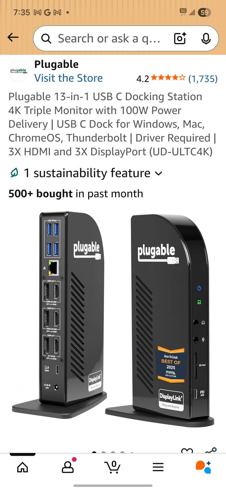 Plugable 13-in-1 USB-C Docking Station – 4K Triple Monitor, 100W PD (UD-ULTC4K)