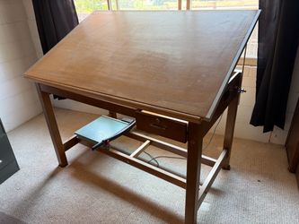 Wood Drafting Table with Tilt Top and Drawer