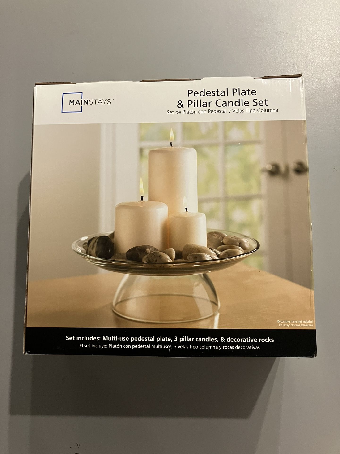 Mainstays Pedestal Plate & Pillar Candle Set