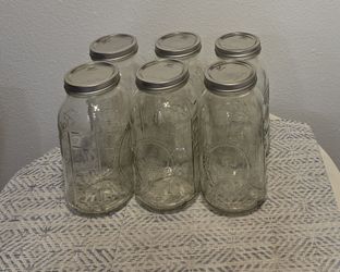 Half-Gallon Mason Jars with Lids, Set of 6 – Ball Wide Mouth 64 oz