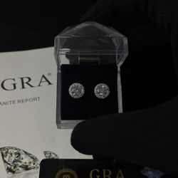 6.5mm Screw Back 925 Pure Silver 18K White Gold Moissanite Stud Earrings with GRA