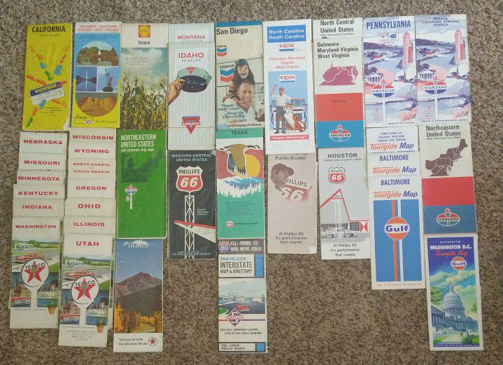 Petroliana Collectables/ Vintage Gas And Oil Company Road Maps Late 50s - Mid 70s