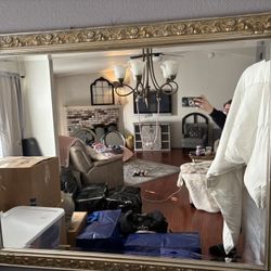 Large Antique Brushed Gold Mirror 45x58