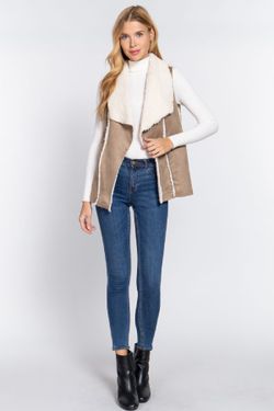 FAUX SUEDE FUR BONDED VEST
