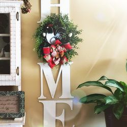 Shabby Chic Distressed Wooden Letters Spelling "HOME". Wreath NOT Included.