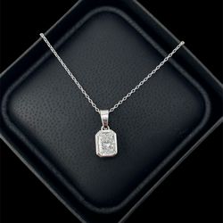 Radiant Shape Lab-grown Diamond Pendant In White Gold