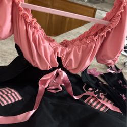 Pink Pirate With Stockings Pink Slip Size M / Large