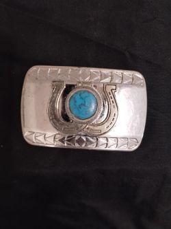 Horseshoe And Turquoise Belt Buckle