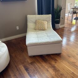 White Leather Lounge Sofa 