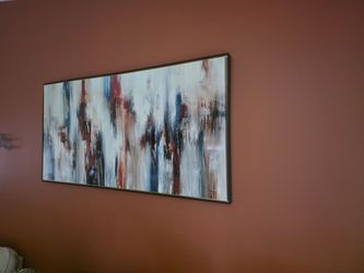 Large 61.5” Glass‑Framed Abstract Wall Art – Modern Neutral Colors