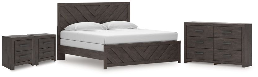 Prendonea Charcoal Queen Panel Bed, Dresser and 2 Nightstands (Online Special Price)