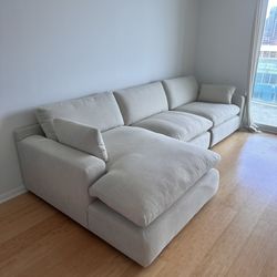 NEW Beige Linen Cloud Couch Sectional