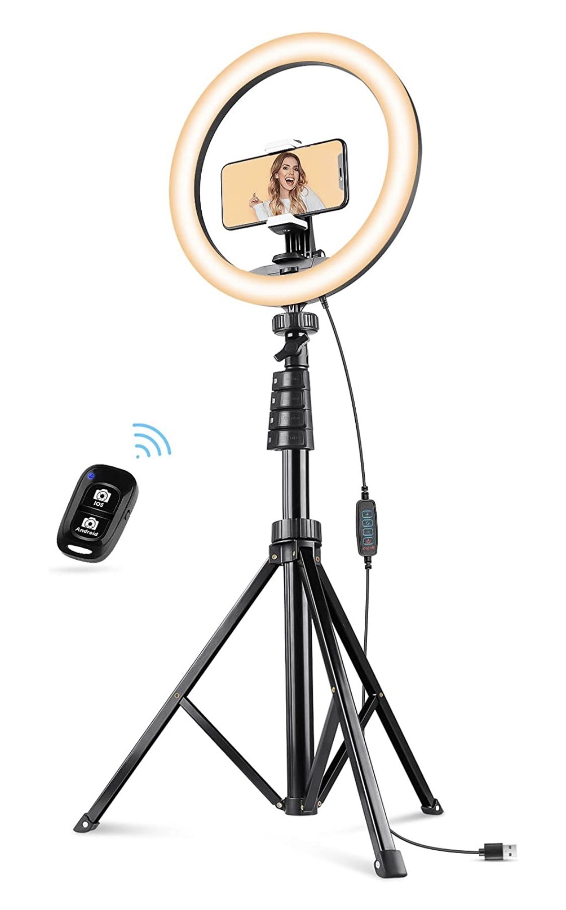 UBeesize 10''Selfie Ring Light with 62''Tripod Stand, Led Ring Light with Phone Holder and Remote
