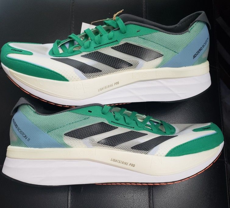 Brand New Adidas Adizero Takumi Sen 9 Men's Running Shoes, Green, Size 10.5