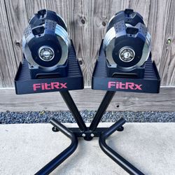 Like NEW XMark 50 lb. Adjustable Dumbbell Set With FitRx Dumbbell Stand.