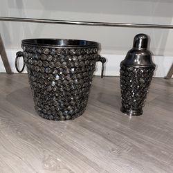 Tahiri bejeweled champagne bucket and shaker