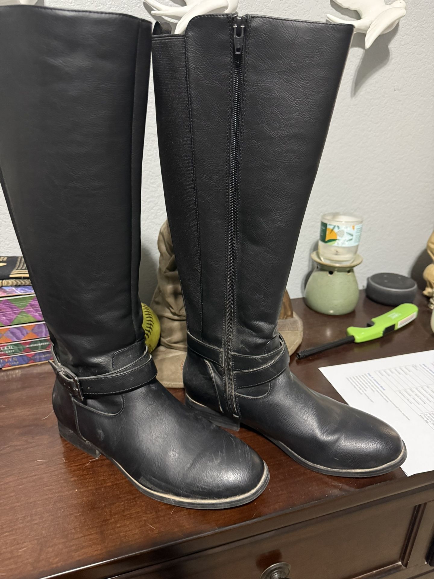 Leather Zip Up Boots
