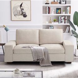 2-Seat Sofa 71.25",Soft and Comfortable,Apartments Small Sofa, Suitable for Living Room, Bedroom,Removable Back Cushion Beige