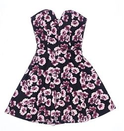 Charlotte Russe Pink Black Floral Dress