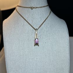 Vintage 1970’s Avon mid Century Plum Purple Plaza IV Pendant Necklace 