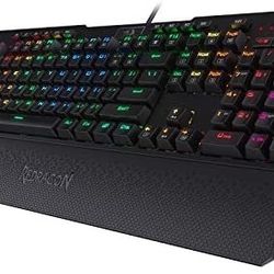 Redragon K586-PRO Brahma RGB Mechanical Gaming Keyboard with Quick Optical Blue Switches, 10 Dedicated Macro Keys, Comfortable Media Control and Detac