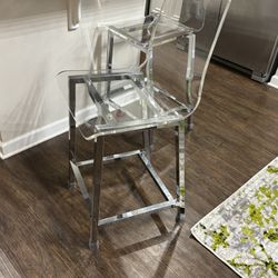 2 Acrylic Barstools With Chrome Legs
