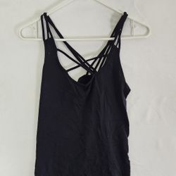 Women's Black Criss Cross Back Tank Top 