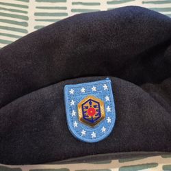 US Army Military Black Wool Beret (7 1/4) Uniform Hat ASU Dress Blue