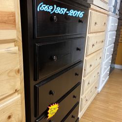 Black Jumbo 2 Knob Dresser Cajonera Comoda De Pino Nuevo 