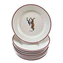 Whimsical Christmas Holiday Reindeer Dinnerware Plates - Set of 8