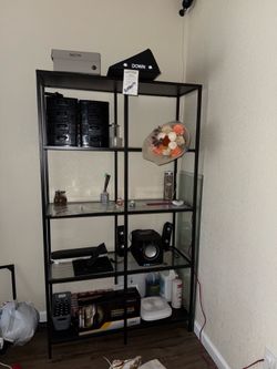 Black Rack , bookshelf metal glass