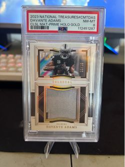 2023 PANINI NATIONAL TREASURES COLOSSAL MATERIALS #CMTDAS DAVANTE ADAMS CLSL MAT-PRIME HOLO GOLD
