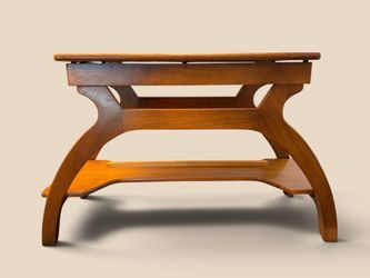 Vintage Mid-Century Modern Sculptural Wood Piano / Organ Bench with Storage
