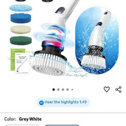 TUYU Electric Spin Scrubber, Full-Body IPX7 Waterproof Bathroom Scrubber with Power LCD Display, Adjustable Extension Handle, Cordless Shower Cleaner 