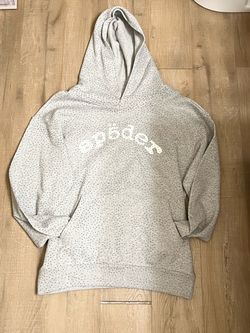 Sp5der Grey Rhinestone Hoodie