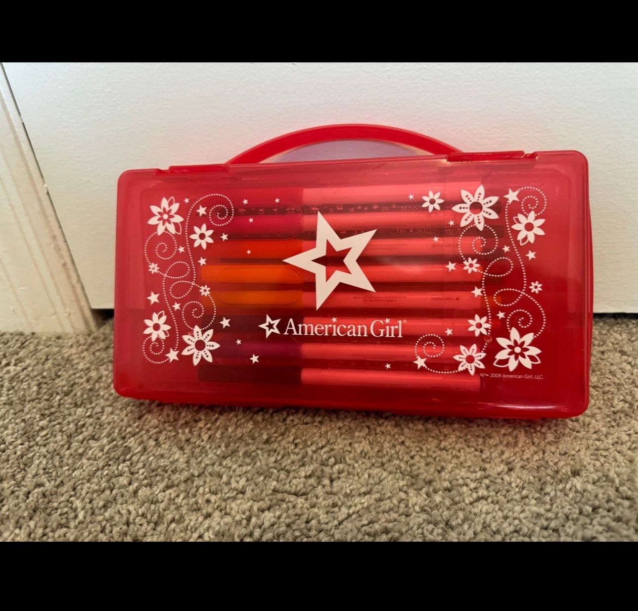 American Girl Red Color Pencil, Marker Case Like New!