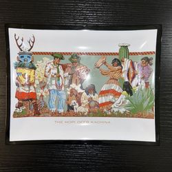 Hopi  Deer Kachina Indian Story Jay Datus Mural Glass Tray National Bank AZ 7x9”