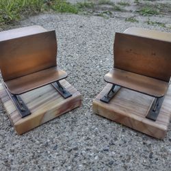 Vintage 1972 Pair Of Signed Curtis Jere Copper on Marble School Desk Bookends 