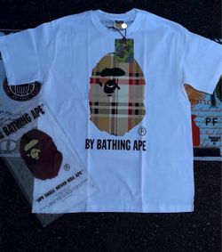 white bape burberry tee