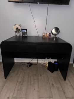 Black Wood Desk with Drawer