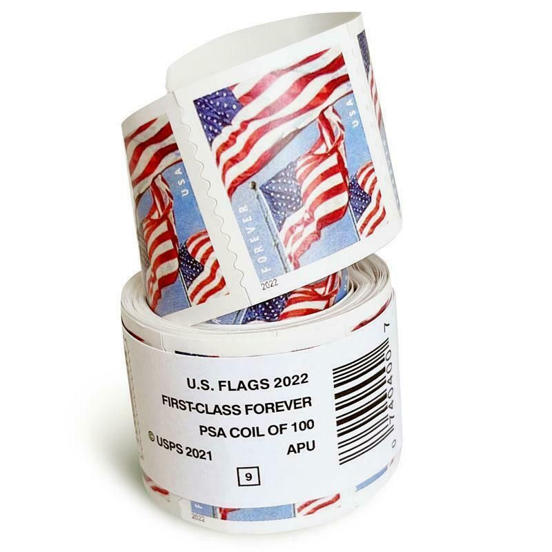 100 Forever Stamps 2022 U.S. Flag USPS First Class Postage Stamps Coil of 100 PCS/Roll