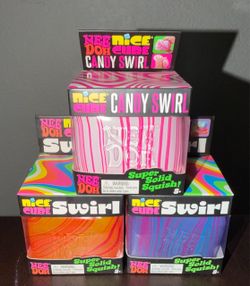 NeeDoh Nice Cube Swirl & Candy Swirl Super Solid Squish Fidget Toy