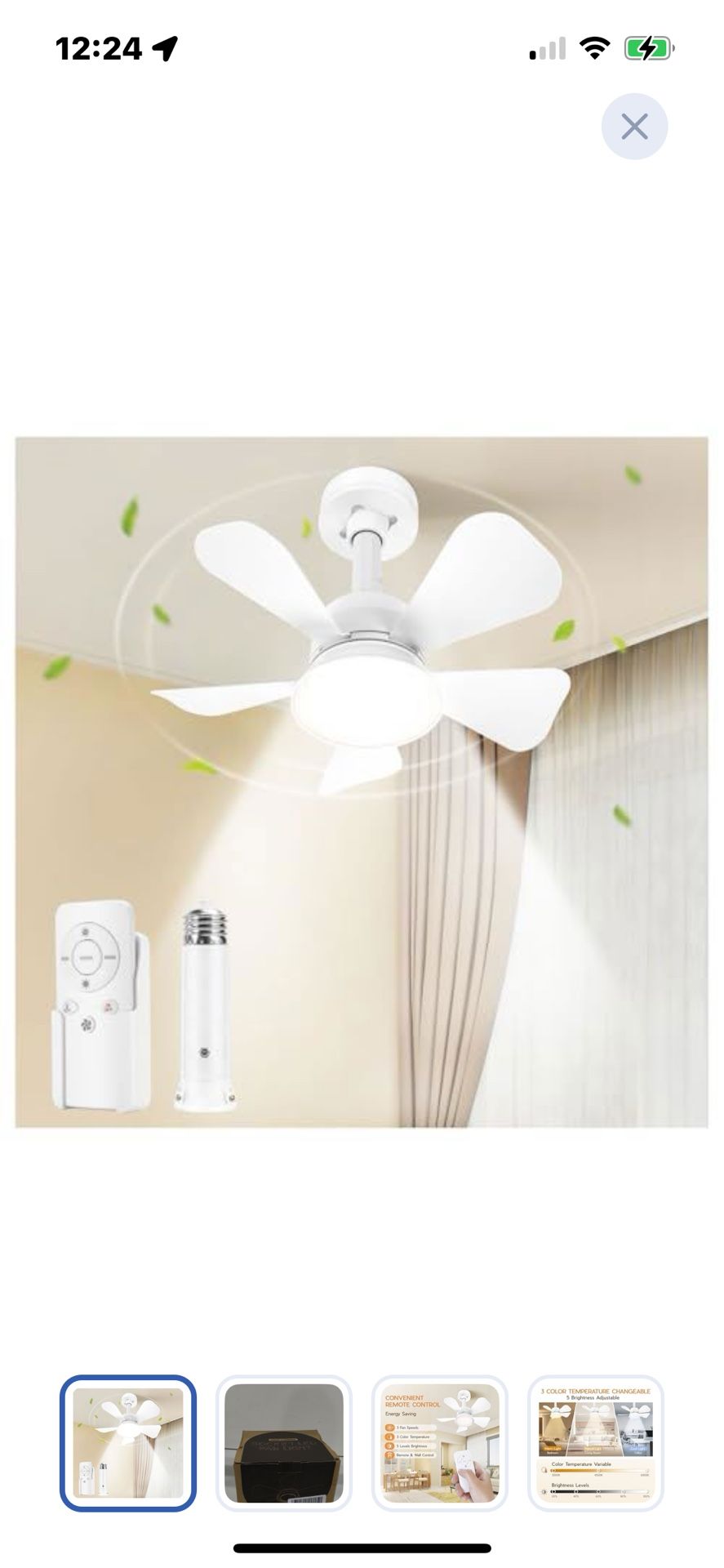 “New” Small Screw In Socket Ceiling Fan 5 Blades,3 Lights W /remote(retail$59)