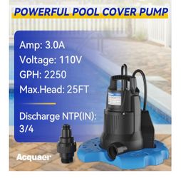 Acquaer 1/4 HP Automatic Swimming Pool Cover Pump