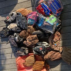 Bag Of Baseball Gloves & Bats 
